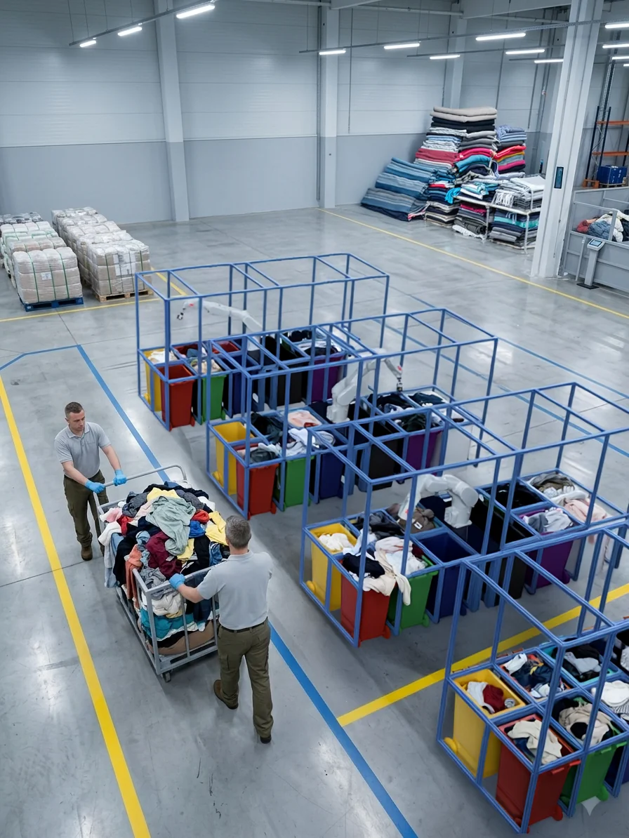 FabriBot automated textile sorting facility, concept render 2027